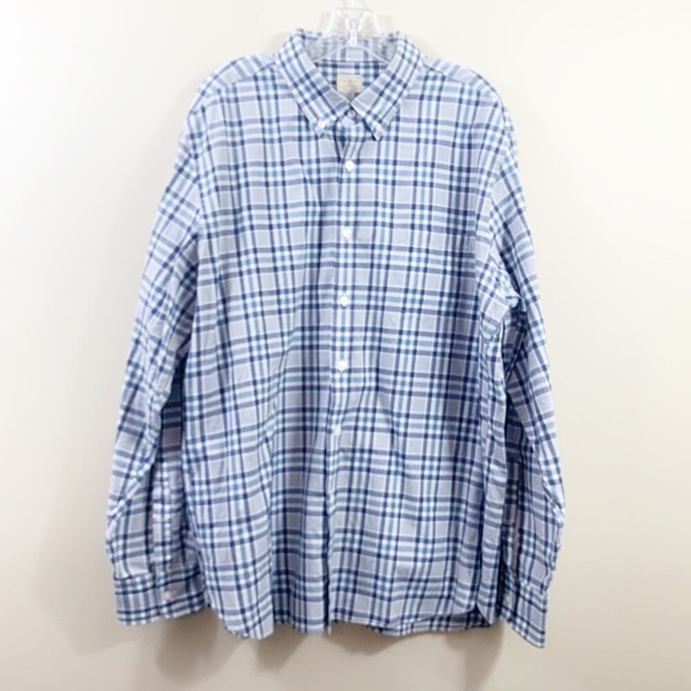 J Crew Plaid Button-Down Long Sleeve Blue/White Shirt